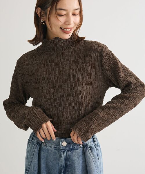 Petit fleur（プチフルール）の「・Petit Fleur ジャガードハイネックロンTEE（Tシャツ/カットソー・レディース・ライトグレー/ブラック/ブラウン/オフホワイト・FREE）」の10枚目の写真