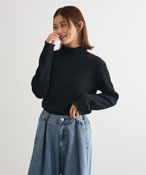 Petit fleur（プチフルール）の「・Petit Fleur ジャガードハイネックロンTEE（Tシャツ/カットソー・レディース・ライトグレー/ブラック/ブラウン/オフホワイト・FREE）」の12枚目の写真