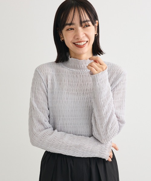 Petit fleur（プチフルール）の「・Petit Fleur ジャガードハイネックロンTEE（Tシャツ/カットソー・レディース・ライトグレー/ブラック/ブラウン/オフホワイト・FREE）」の3枚目の写真