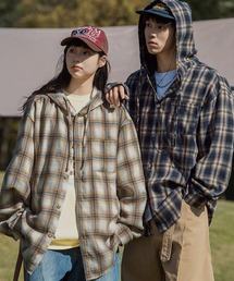 TOBEE（トゥビー）の「【TOBEE】オンブレチェックシャツ/オーバーサイズ フーディー パーカー（シャツ/ブラウス）」