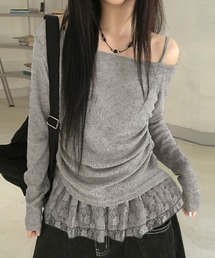 CERCA（チェルカ）の「Nia(ニア)/ワンショルダー　ギャザーデザイン　レイヤードトップス（Tシャツ/カットソー）」