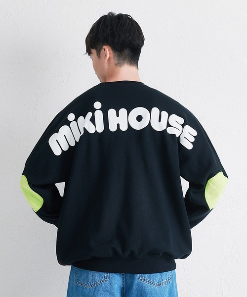 MIKI HOUSE(ミキハウス)の「【WEB限定】バックロゴトレーナー(大人用)(スウェット・レディース・ベージュ/ロイヤルブルー/ラベンダー/ブラック・S(155-165cm)/M(165-175cm)/L(175-185cm))」の1枚目の写真