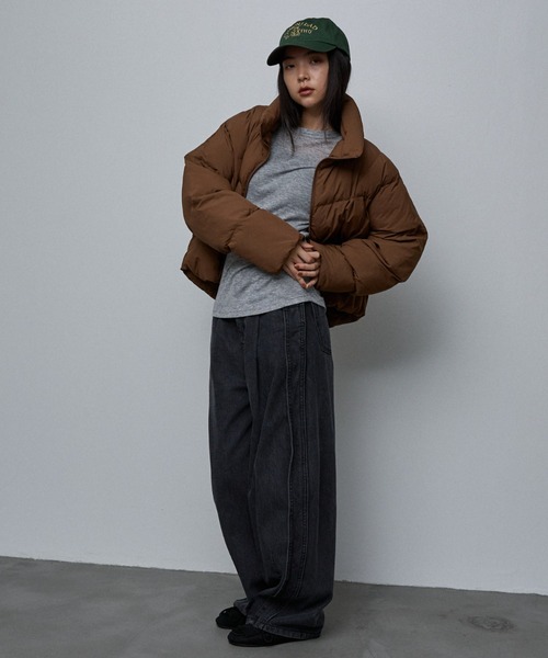 NOMINE（ノミネ）の「ショート 中綿ブルゾン / パファーダウンジャケット（ダウンジャケット/コート・レディース・ブラウン/イエロー/ブラック・フリー）」の5枚目の写真