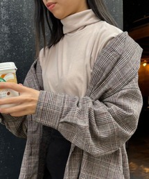 暖かい ストレッチフリース タートルネック&モックネック ハイネック長袖 カットソー