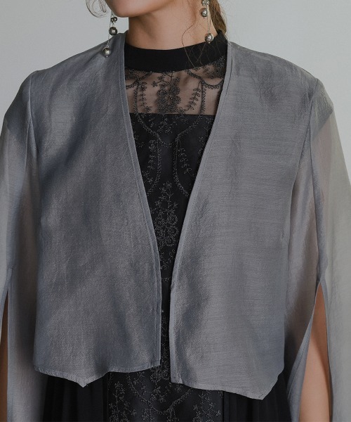 セール】＜単品＞取り外しチュールフリルデザインシアーボイル袖