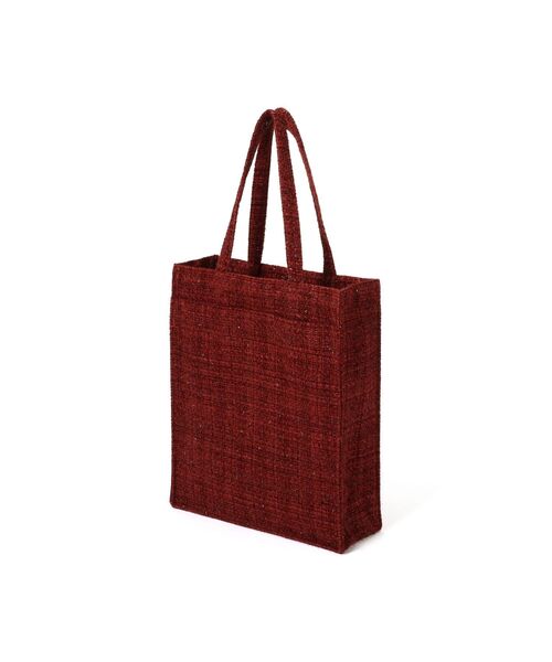 ロゴプリント トートバッグ ブラウン レッド ロゴトート ツイード M レッド A4 大容量 推し活 うちわ 通勤