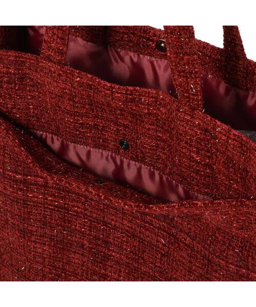 Francfranc（フランフラン）の「ロゴトート ツイード M レッド A4 大容量 推し活 うちわ 通勤 通学 トートバッグ 鞄（トートバッグ・レディース・レッド・FREE）」の5枚目の写真