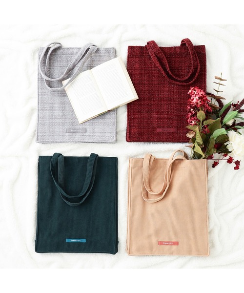 Francfranc（フランフラン）の「ロゴトート ツイード M レッド A4 大容量 推し活 うちわ 通勤 通学 トートバッグ 鞄（トートバッグ・レディース・レッド・FREE）」の8枚目の写真