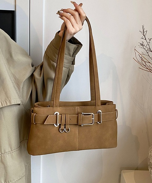 HALEY PESCA（ヘーリーペスカ）の「HALEY PESCA/スクエアベルテッドハンドバッグ（ハンドバッグ・レディース・ブラック/ライトブラウン・FREE）」の9枚目の写真