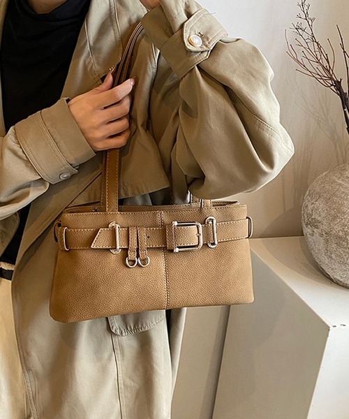 HALEY PESCA（ヘーリーペスカ）の「HALEY PESCA/スクエアベルテッドハンドバッグ（ハンドバッグ・レディース・ブラック/ライトブラウン・FREE）」の11枚目の写真