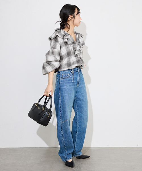 crinkle crinkle crinkle SLOBE別注 ネルチェックラッフルブラウス CC