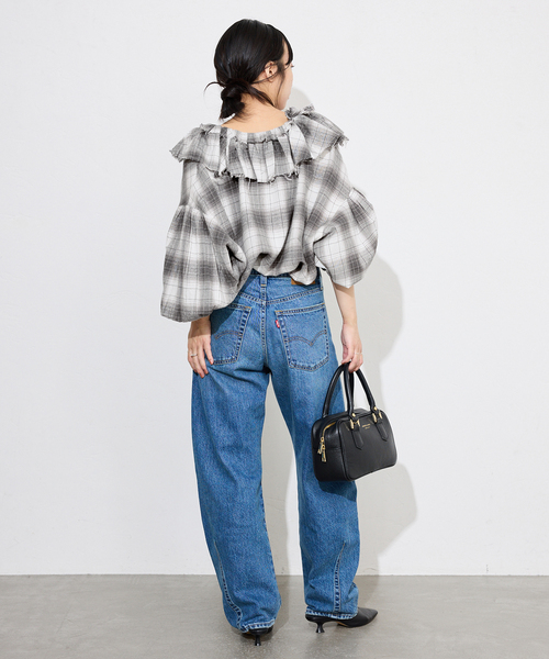 crinkle crinkle crinkle SLOBE別注 ネルチェックラッフルブラウス CC