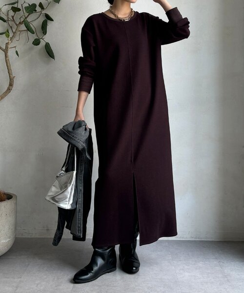 DouDou（ドゥドゥ）の「ブークレーダンボールロングスリーブワンピース（ワンピース・レディース・ブラック/ライトベージュ/ブラウン/モカ・FREE/TM）」の12枚目の写真