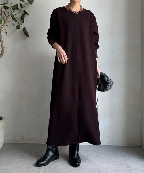 DouDou（ドゥドゥ）の「ブークレーダンボールロングスリーブワンピース（ワンピース・レディース・ブラック/ライトベージュ/ブラウン/モカ・FREE/TM）」の13枚目の写真