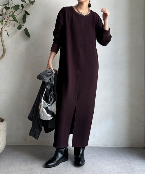 DouDou（ドゥドゥ）の「ブークレーダンボールロングスリーブワンピース（ワンピース・レディース・ブラック/ライトベージュ/ブラウン/モカ・FREE/TM）」の14枚目の写真