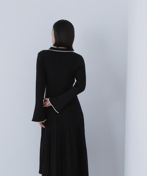 NATURAL BEAUTY BASIC（ナチュラルビューティーベーシック）の「◇スキッパーバイカラーニットワンピース（ワンピース・レディース・ベージュ系その他/ブラウン系その他/ブラック系その他・P/S/MEDIUM）」の9枚目の写真