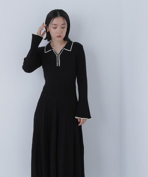 NATURAL BEAUTY BASIC（ナチュラルビューティーベーシック）の「◇スキッパーバイカラーニットワンピース（ワンピース・レディース・ベージュ系その他/ブラウン系その他/ブラック系その他・P/S/MEDIUM）」の11枚目の写真