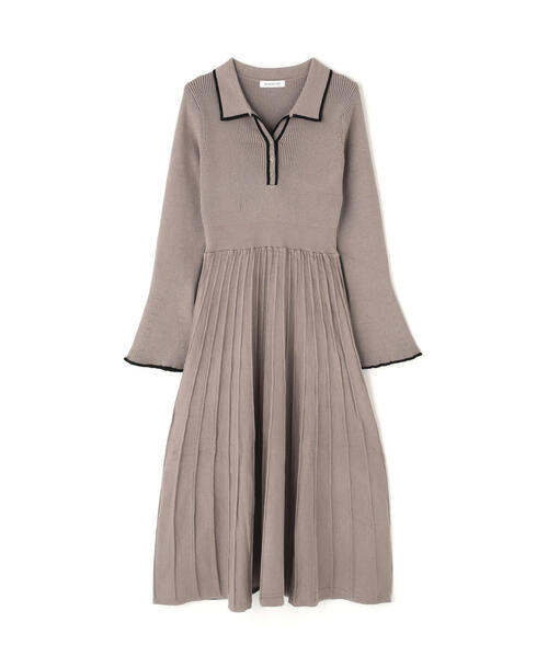 ◇スキッパーバイカラーニットワンピース（ワンピース）｜NATURAL