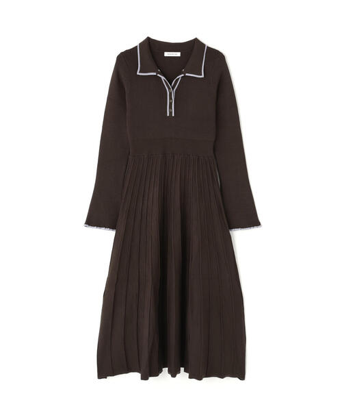 ◇スキッパーバイカラーニットワンピース（ワンピース）｜NATURAL