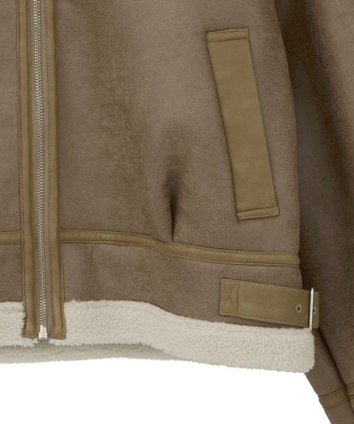 earth music&ecology（アースミュージックアンドエコロジー）の「【2025AW】フェイクムートンジャケット（ムートンコート・レディース・ブラウン/ベージュ・FREE）」の19枚目の写真