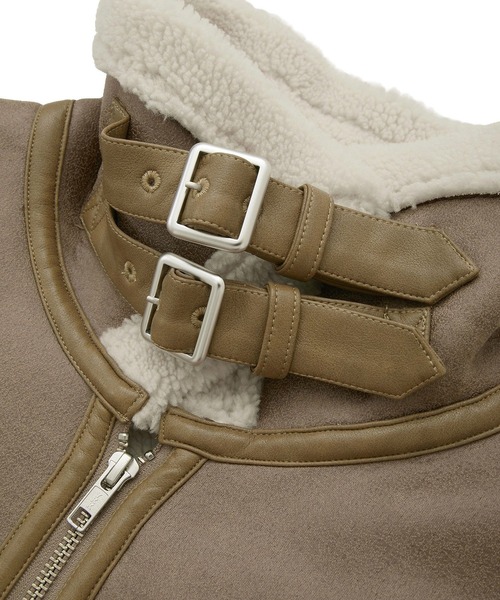 earth music&ecology（アースミュージックアンドエコロジー）の「【2025AW】フェイクムートンジャケット（ムートンコート・レディース・ブラウン/ベージュ・FREE）」の21枚目の写真