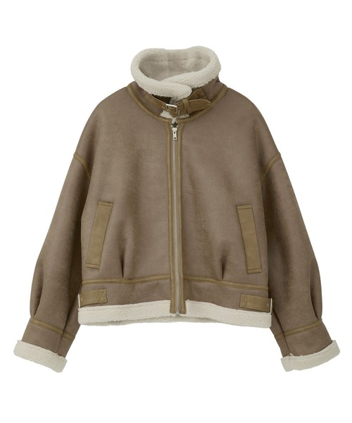 earth music&ecology（アースミュージックアンドエコロジー）の「【2025AW】フェイクムートンジャケット（ムートンコート・レディース・ブラウン/ベージュ・FREE）」の16枚目の写真