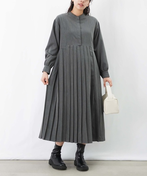 LUCA/LADY LUCK LUCA（ルカ/レディラックルカ）の「LC/LLL イレギュラー切替プリーツワンピース（ワンピース・レディース・チャコールグレー/ブラック・FREE）」の10枚目の写真