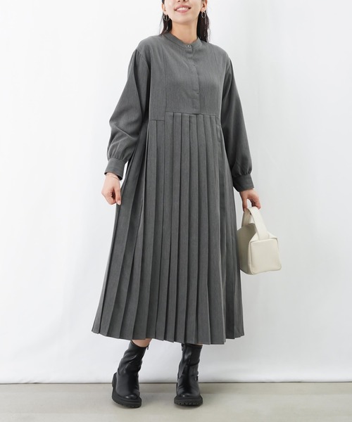 LUCA/LADY LUCK LUCA（ルカ/レディラックルカ）の「LC/LLL イレギュラー切替プリーツワンピース（ワンピース・レディース・チャコールグレー/ブラック・FREE）」の13枚目の写真