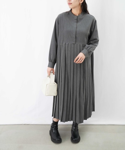 LUCA/LADY LUCK LUCA（ルカ/レディラックルカ）の「LC/LLL イレギュラー切替プリーツワンピース（ワンピース・レディース・チャコールグレー/ブラック・FREE）」の12枚目の写真