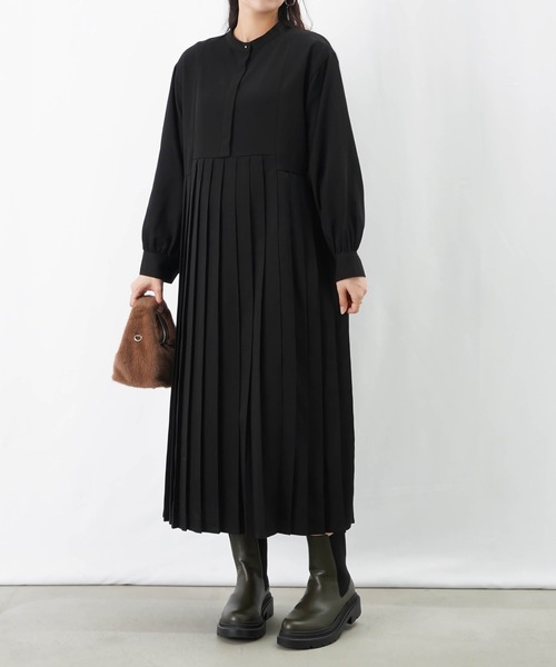 LUCA/LADY LUCK LUCA（ルカ/レディラックルカ）の「LC/LLL イレギュラー切替プリーツワンピース（ワンピース・レディース・チャコールグレー/ブラック・FREE）」の6枚目の写真