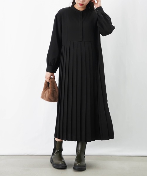 LUCA/LADY LUCK LUCA（ルカ/レディラックルカ）の「LC/LLL イレギュラー切替プリーツワンピース（ワンピース・レディース・チャコールグレー/ブラック・FREE）」の3枚目の写真