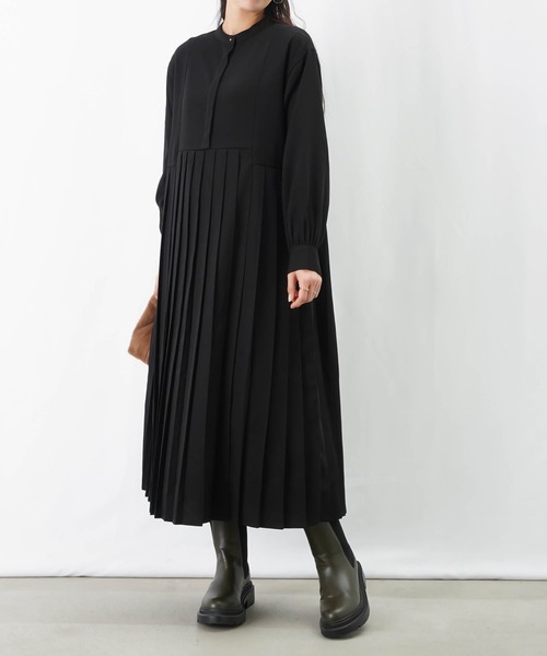 LUCA/LADY LUCK LUCA（ルカ/レディラックルカ）の「LC/LLL イレギュラー切替プリーツワンピース（ワンピース・レディース・チャコールグレー/ブラック・FREE）」の9枚目の写真
