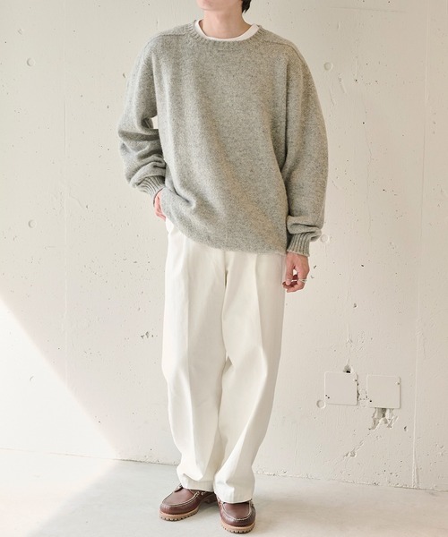 Jamieson's of Shetland（ジャミーソンズオブシェトランド）の「【JAMIESONS】3PLY Plain Saddle Shoulder crew neck　WG838C（ニット/セーター・メンズ・レッド/グリーン/ネイビー/ブラック/グレー・46/48/50）」の22枚目の写真