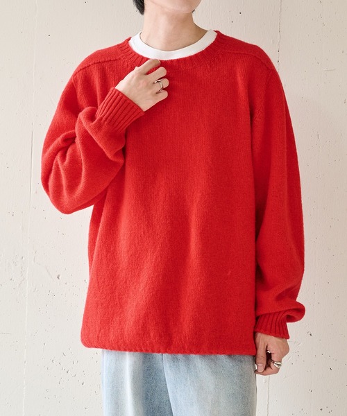 Jamieson's of Shetland（ジャミーソンズオブシェトランド）の「【JAMIESONS】3PLY Plain Saddle Shoulder crew neck　WG838C（ニット/セーター・メンズ・レッド/グリーン/ネイビー/ブラック/グレー・46/48/50）」の9枚目の写真