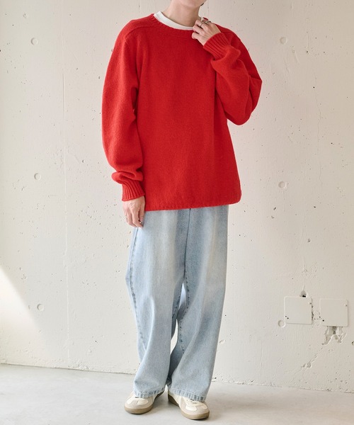 Jamieson's of Shetland（ジャミーソンズオブシェトランド）の「【JAMIESONS】3PLY Plain Saddle Shoulder crew neck　WG838C（ニット/セーター・メンズ・レッド/グリーン/ネイビー/ブラック/グレー・46/48/50）」の8枚目の写真