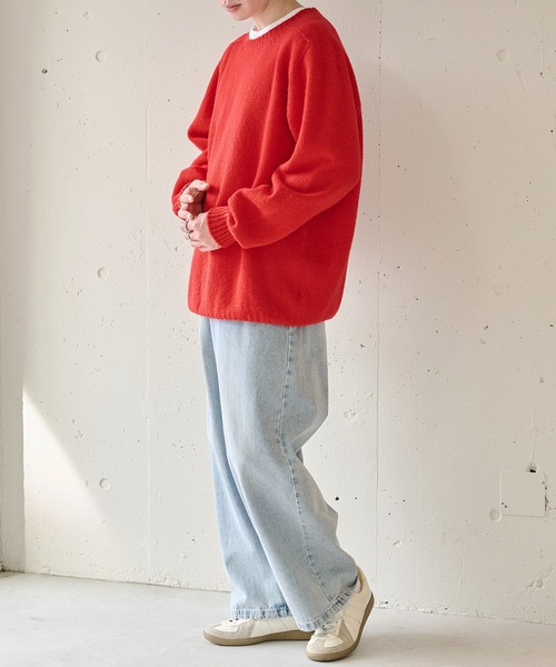 Jamieson's of Shetland（ジャミーソンズオブシェトランド）の「【JAMIESONS】3PLY Plain Saddle Shoulder crew neck　WG838C（ニット/セーター・メンズ・レッド/グリーン/ネイビー/ブラック/グレー・46/48/50）」の7枚目の写真