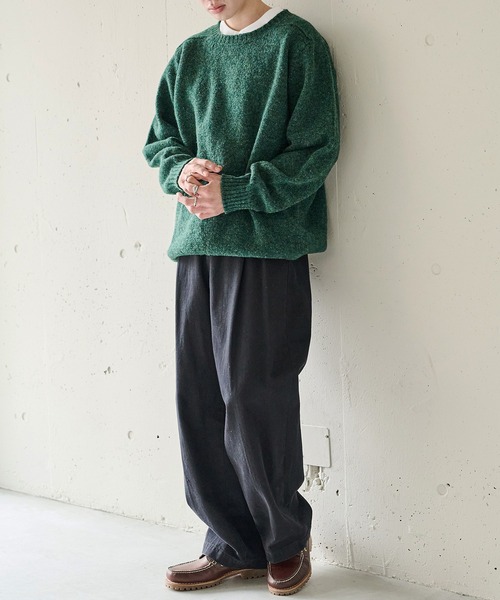 Jamieson's of Shetland（ジャミーソンズオブシェトランド）の「【JAMIESONS】3PLY Plain Saddle Shoulder crew neck　WG838C（ニット/セーター・メンズ・レッド/グリーン/ネイビー/ブラック/グレー・46/48/50）」の18枚目の写真