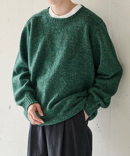 Jamieson's of Shetland（ジャミーソンズオブシェトランド）の「【JAMIESONS】3PLY Plain Saddle Shoulder crew neck　WG838C（ニット/セーター・メンズ・レッド/グリーン/ネイビー/ブラック/グレー・46/48/50）」の21枚目の写真