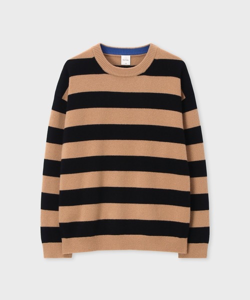 Paul Smith（ポールスミス）の「コントラストボーダー クルーネックニット / 253454 536Z（ニット/セーター・メンズ・キャメル/ブルー・MEDIUM/LARGE/X-LARGE）」の2枚目の写真