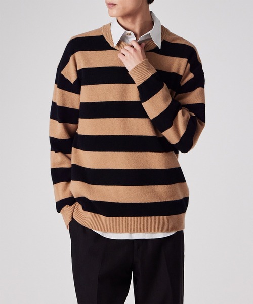 Paul Smith（ポールスミス）の「コントラストボーダー クルーネックニット / 253454 536Z（ニット/セーター・メンズ・キャメル/ブルー・MEDIUM/LARGE/X-LARGE）」の8枚目の写真