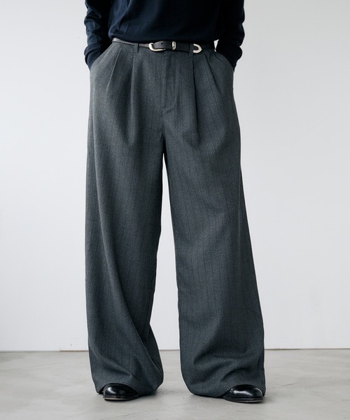セール】2-Tuck Wide Pinstripe Slacks / 2タックワイドピンストライプ