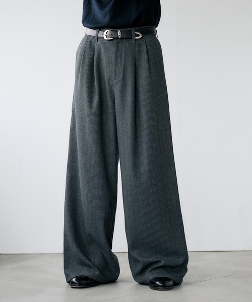 セール】2-Tuck Wide Pinstripe Slacks / 2タックワイドピンストライプ