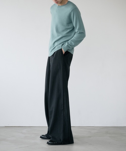 Adoon plain（アドーンプレーン）の「2-Tuck Wide Pinstripe Slacks / 2タックワイドピンストライプスラックス（スラックス・メンズ・チャコールグレー/ブラック・MEDIUM/SMALL/LARGE）」の21枚目の写真