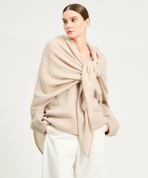 ESTNATION（エストネーション）の「ESTNATION / カシミヤ トライアングルストール（ストール/ショール・レディース・スカイブルー/オリーブ/チャコールグレー/ベージュ・FREE）」の3枚目の写真