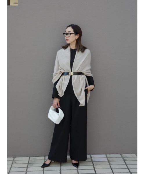 ESTNATION（エストネーション）の「ESTNATION / カシミヤ トライアングルストール（ストール/ショール・レディース・スカイブルー/オリーブ/チャコールグレー/ベージュ・FREE）」の10枚目の写真