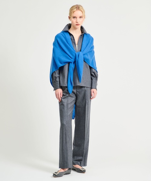 ESTNATION（エストネーション）の「ESTNATION / カシミヤ トライアングルストール（ストール/ショール・レディース・スカイブルー/オリーブ/チャコールグレー/ベージュ・FREE）」の14枚目の写真