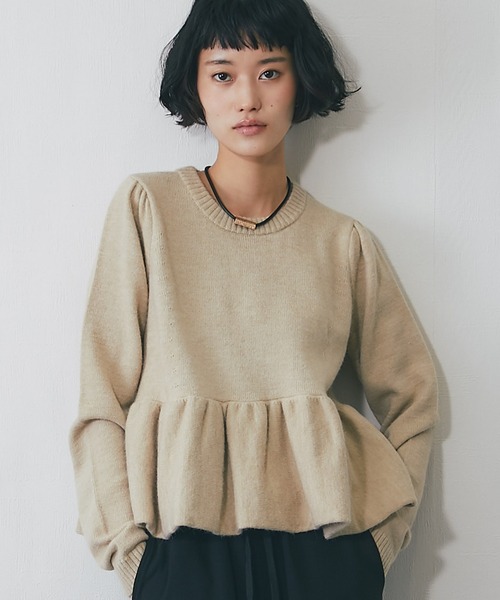 ペプラムバルーンニットプルオーバー（ニット/セーター）｜ANOTHER S