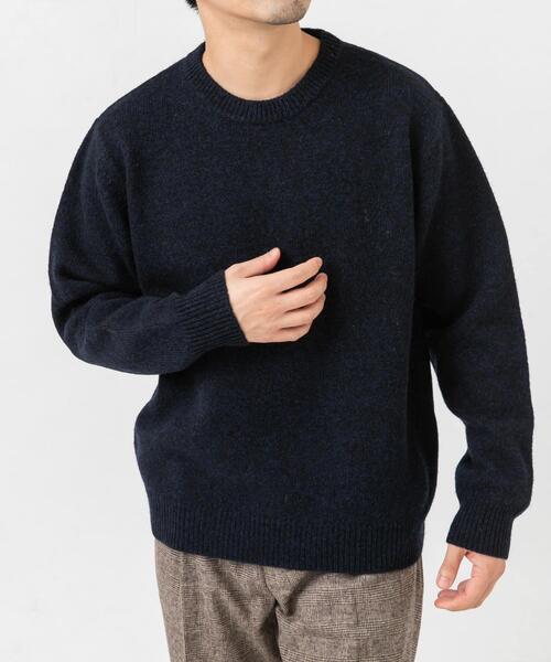 セール】『XLサイズあり』シェットランドウールクルーネックニット