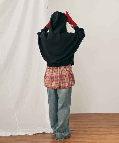 MERLOT（メルロー）の「ダブルジップクロップドフーディー（パーカー・レディース・グレー/ブラック・FREE）」の20枚目の写真