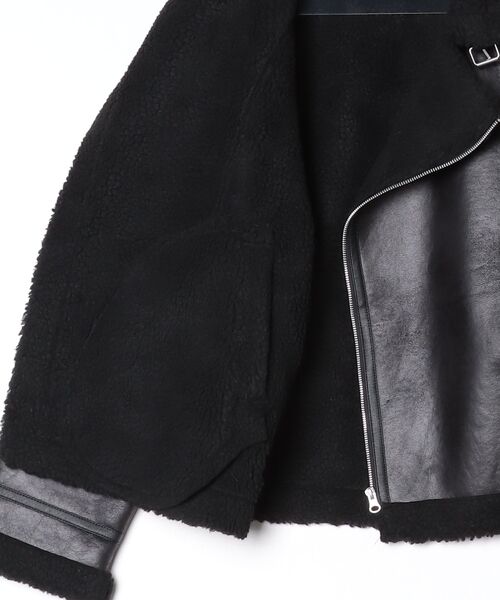 JOHN'S CLOSET（ジョンズクローゼット）の「【13】ヴィンテージ加工 フェイクムートン ダブルジャケット（ムートンコート・メンズ・ブラック系2/ブラック系1・MEDIUM/LARGE）」の5枚目の写真